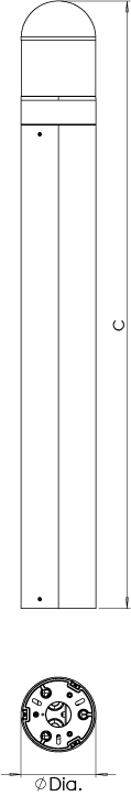 X1 BOLLARD LOUVRED Line Drawing
